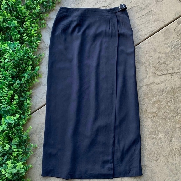 Talbots Dresses & Skirts - Talbots Long Maxi Wrap Skirt • Dark Navy Blue Buckle Wool Blend